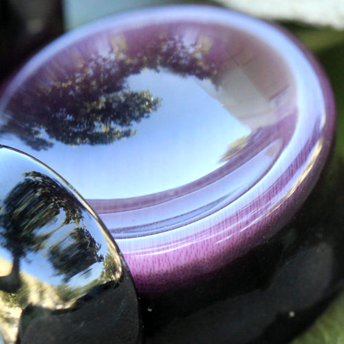 Natural Purple Cat's Eye Concave Stone Saddle Plugs