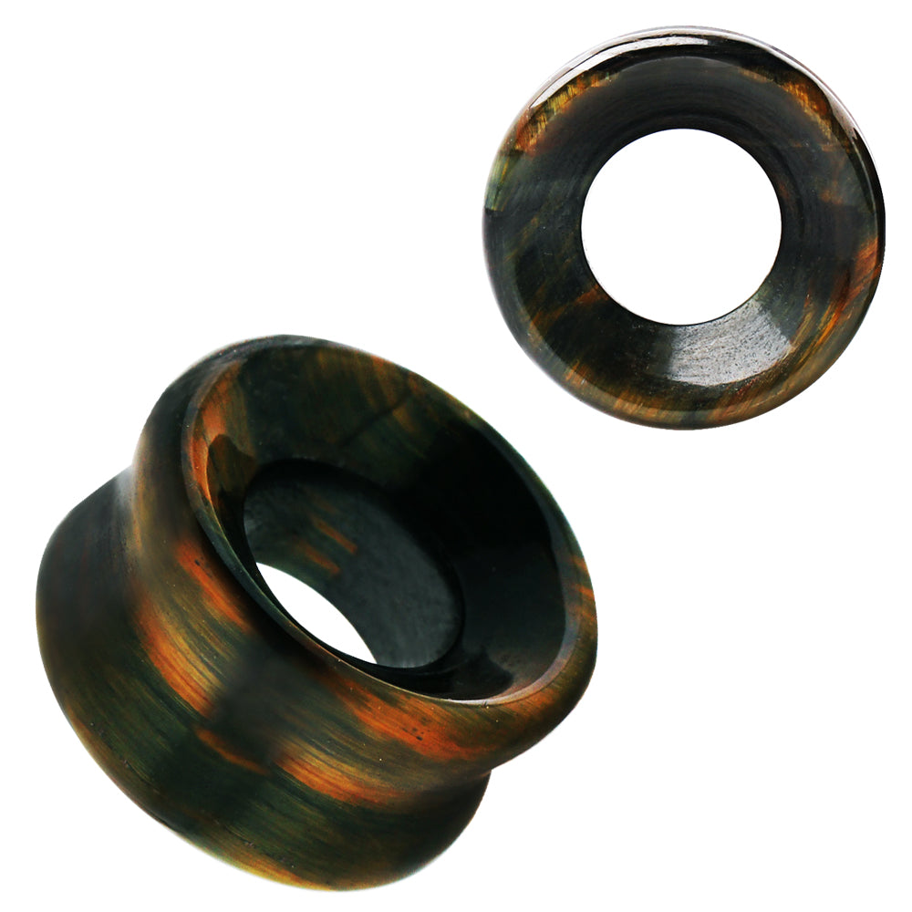 Natural Tiger Eye Stone Double Flared Tunnels