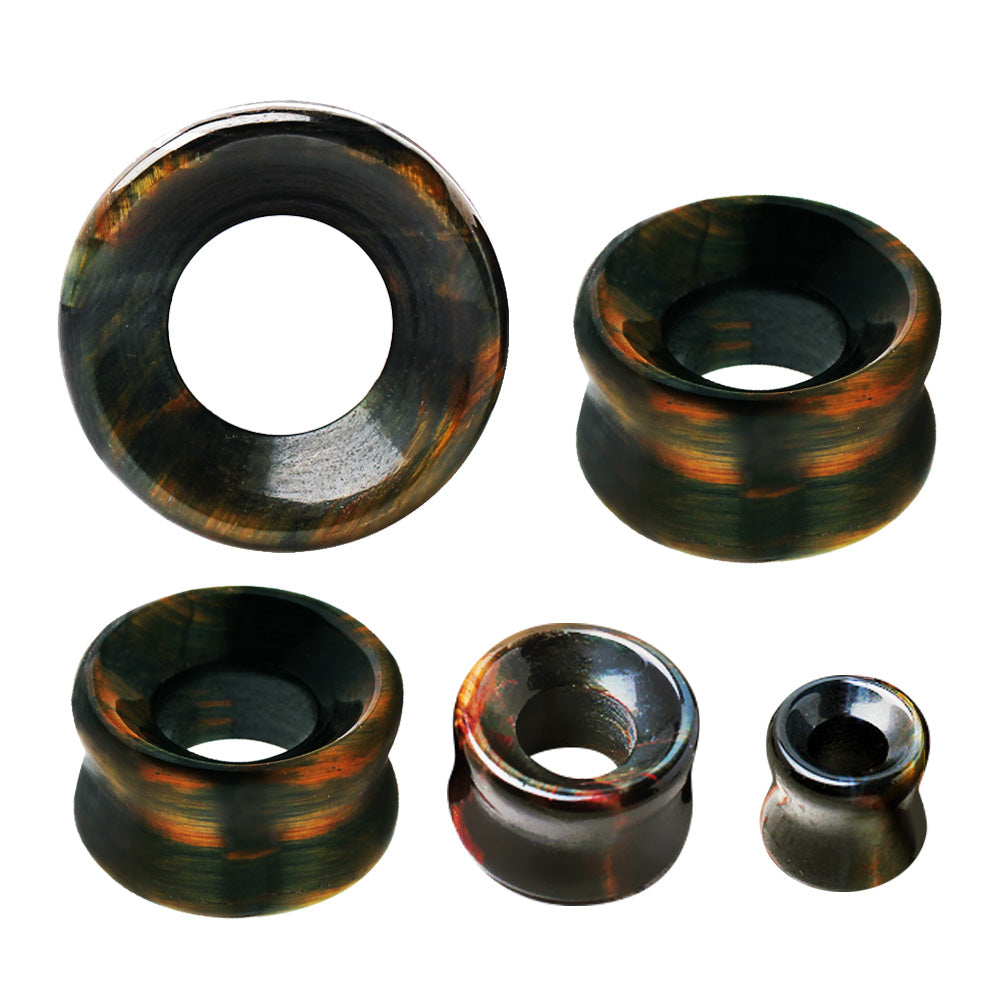Natural Tiger Eye Stone Double Flared Tunnels