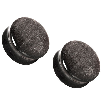 Natural Silver Obsidian Stone Saddle Plug Gauges