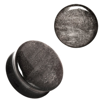 Natural Silver Obsidian Stone Saddle Plug Gauges