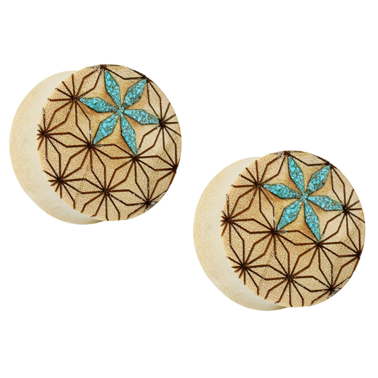 Organic Crocodile Wood Geometric Pattern Saddle Plugs