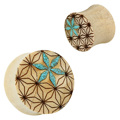 Organic Crocodile Wood Geometric Pattern Saddle Plugs