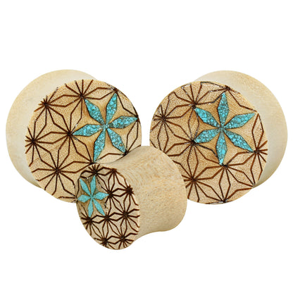 Organic Crocodile Wood Geometric Pattern Saddle Plugs