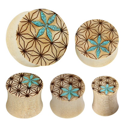 Organic Crocodile Wood Geometric Pattern Saddle Plugs