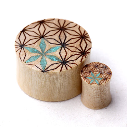 Organic Crocodile Wood Geometric Pattern Saddle Plugs