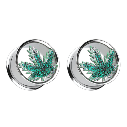 Glitter Pot Leaf Tunnels - Stainless Steel - Pair