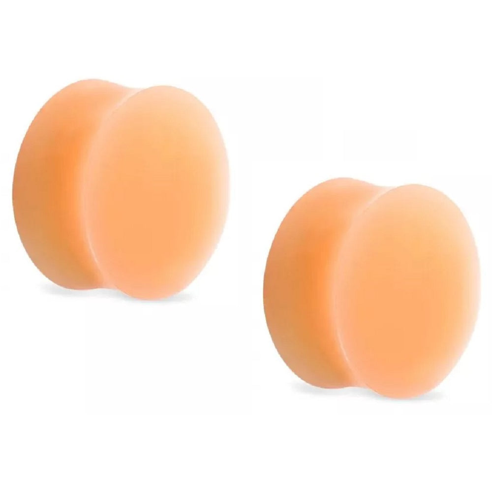 Peach Flesh Tone Silicone Double Flared Plugs