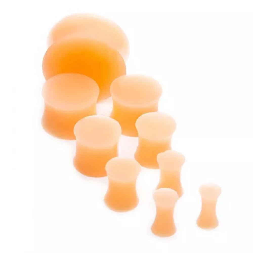 Peach Flesh Tone Silicone Double Flared Plugs