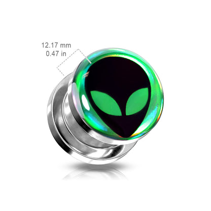 Alien Hologram Screw Fit Plugs - 316L Stainless Steel