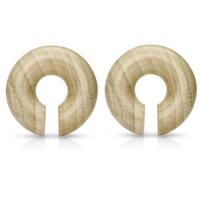 Organic Crocodile Wood Round Hoop Plugs - Pair