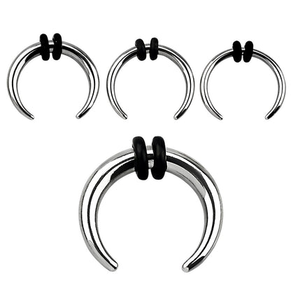 Septum Pincher Nose Ring with 2 Black O-Rings - Stainless Steel