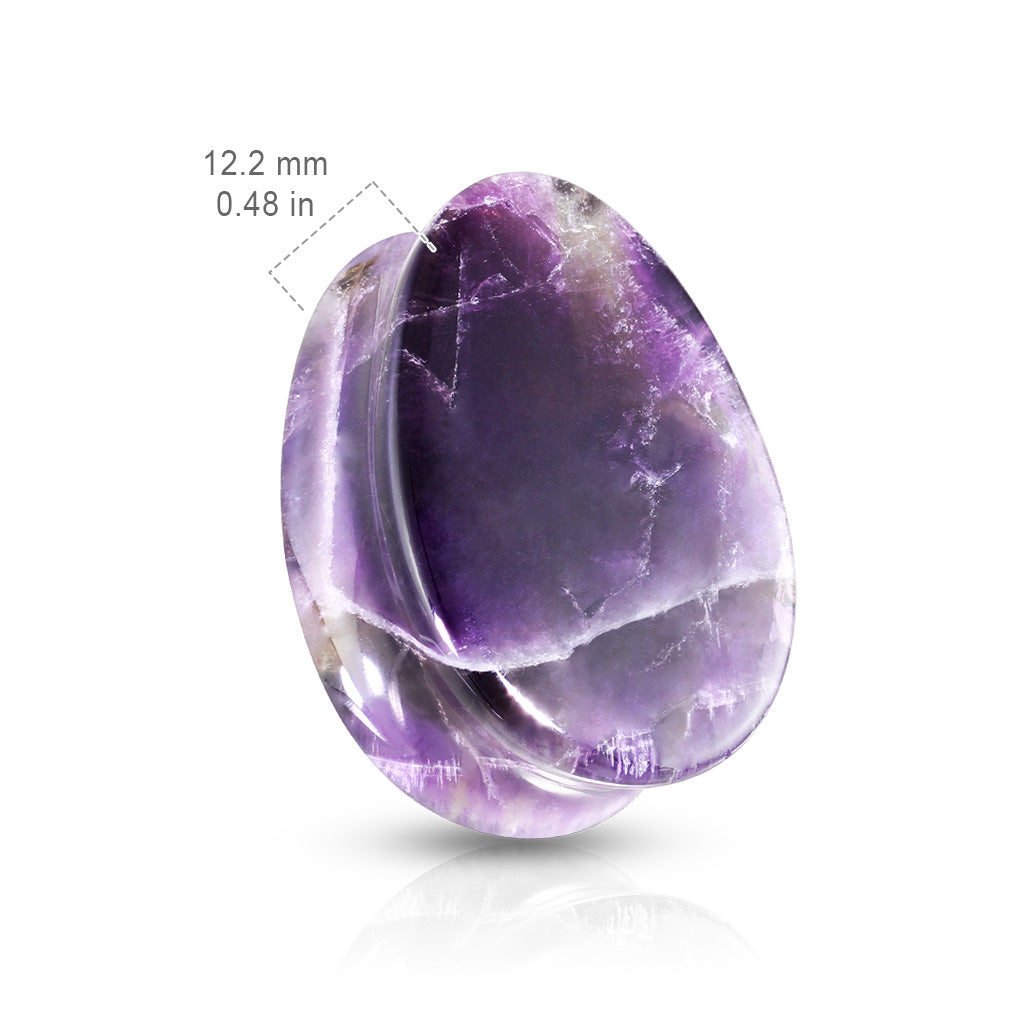 Amethyst Stone Double Flared Tear Drop Saddle Plugs