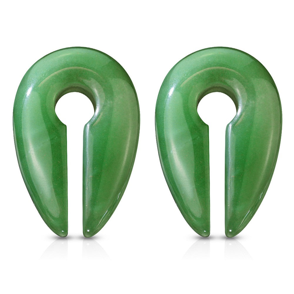 Jade Green Semi Precious Stone Keyhole Hanging Plugs