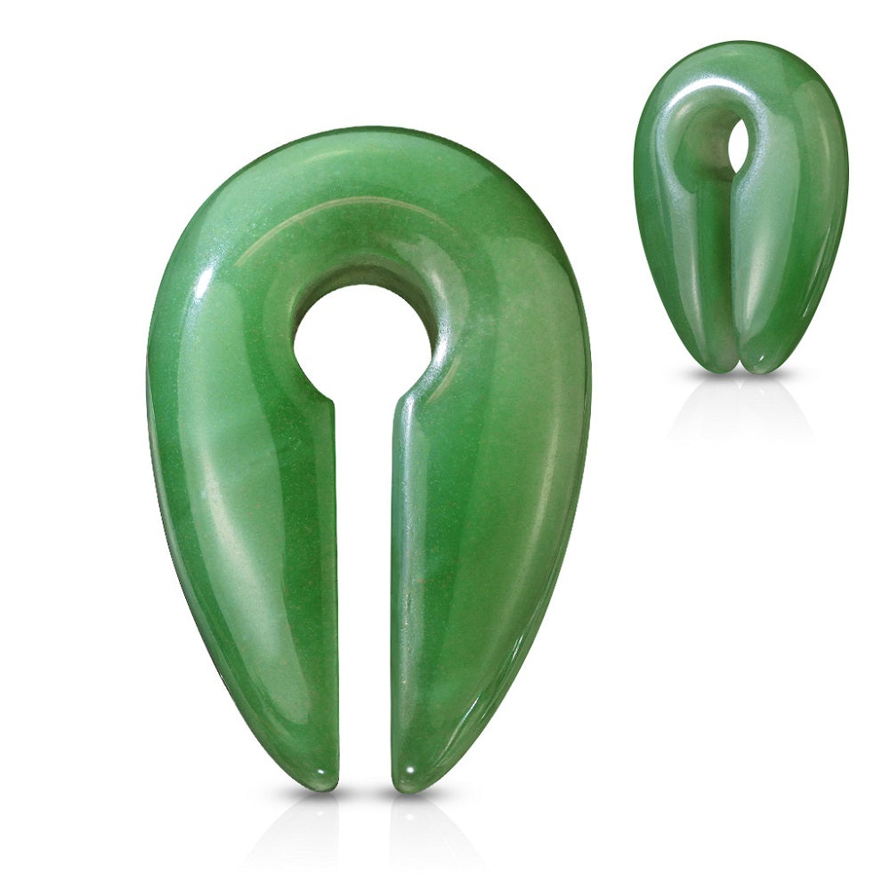 Jade Green Semi Precious Stone Keyhole Hanging Plugs