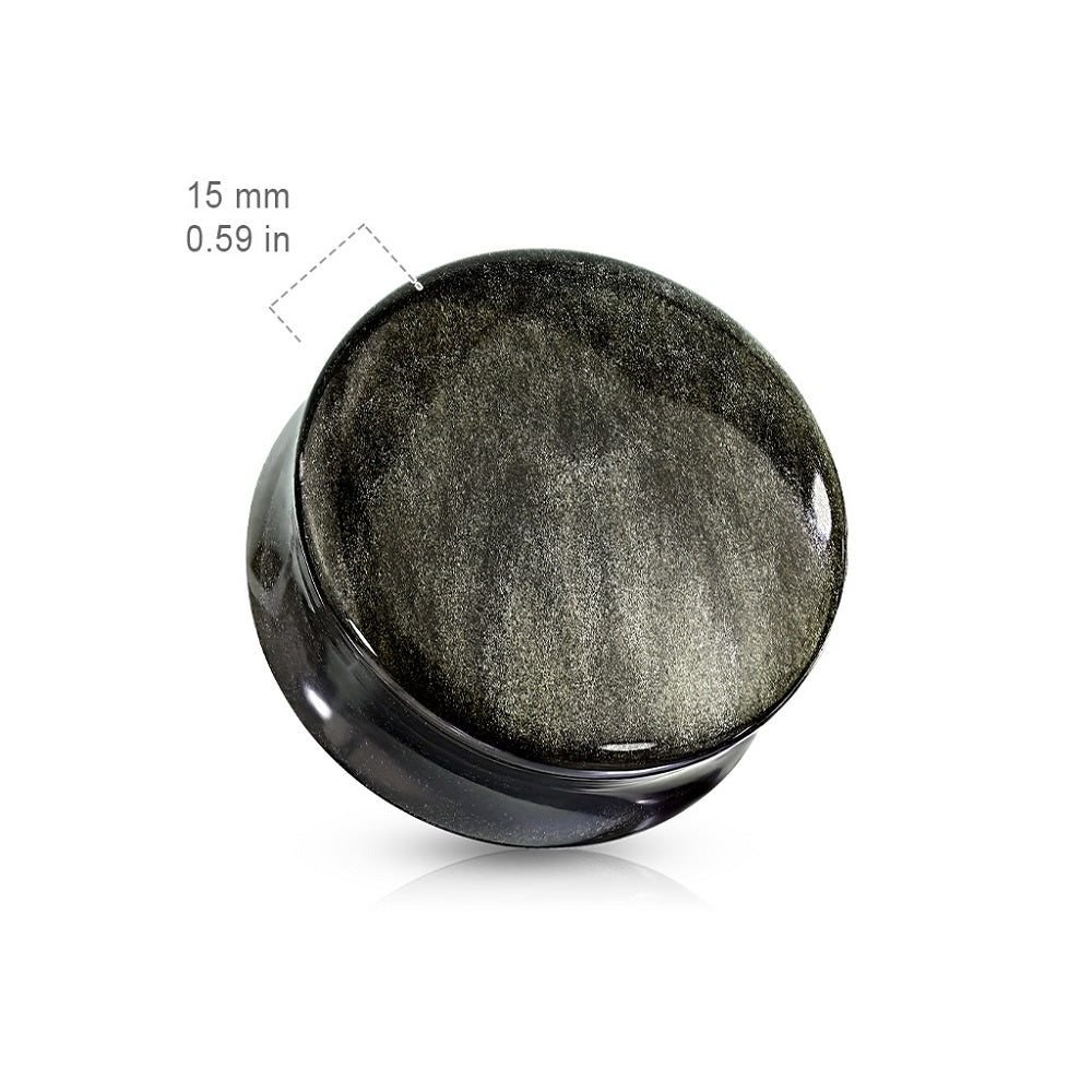 Natural Golden Obsidian Stone Convex Double Flared Saddle Plug Gauges