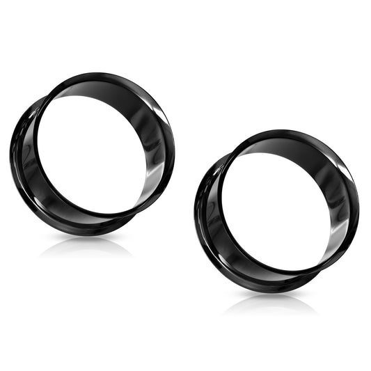 Black Double Flared Tunnels - PVD Plated 316L Surgical Steel - Pair