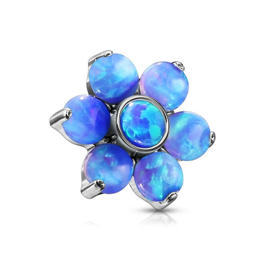 Synthetic Opal Flower Internally Threaded Dermal Anchor Top - Stainless Steel