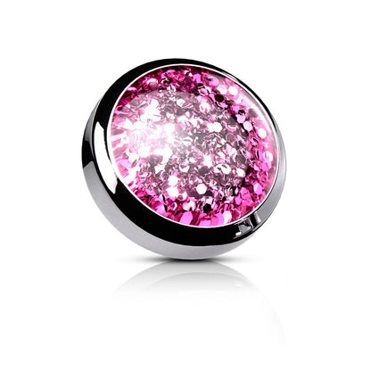 Epoxy Covered Glitter Internally Threaded Dermal Anchor Top
 - Stainless Steel