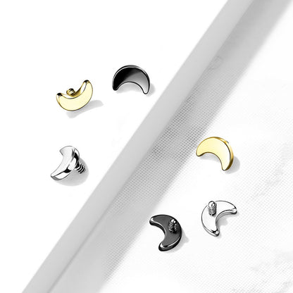 Flat Crescent Moon Internally Threaded Dermal Anchor Top - G23 Implant Grade Titanium