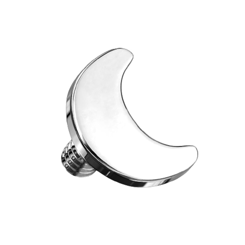 Flat Crescent Moon Internally Threaded Dermal Anchor Top - G23 Implant Grade Titanium