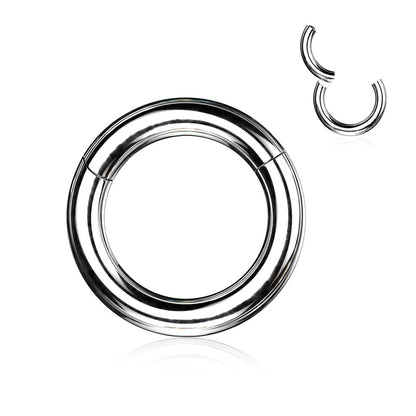 Large Gauge Hinged Segment Clicker Ring - 316L Stainless Steel