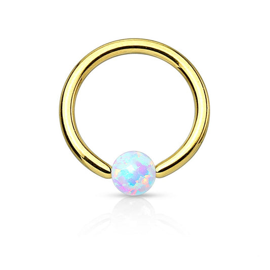 Synthetic Opal Captive Bead Ring - Surgical Steel