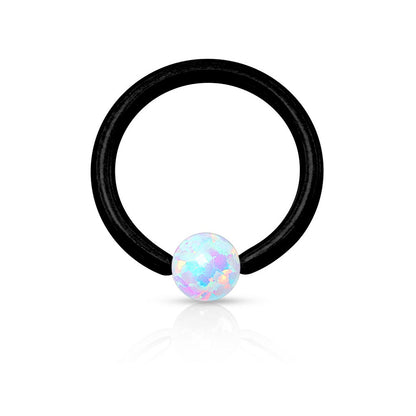 Synthetic Opal Captive Bead Ring - Surgical Steel