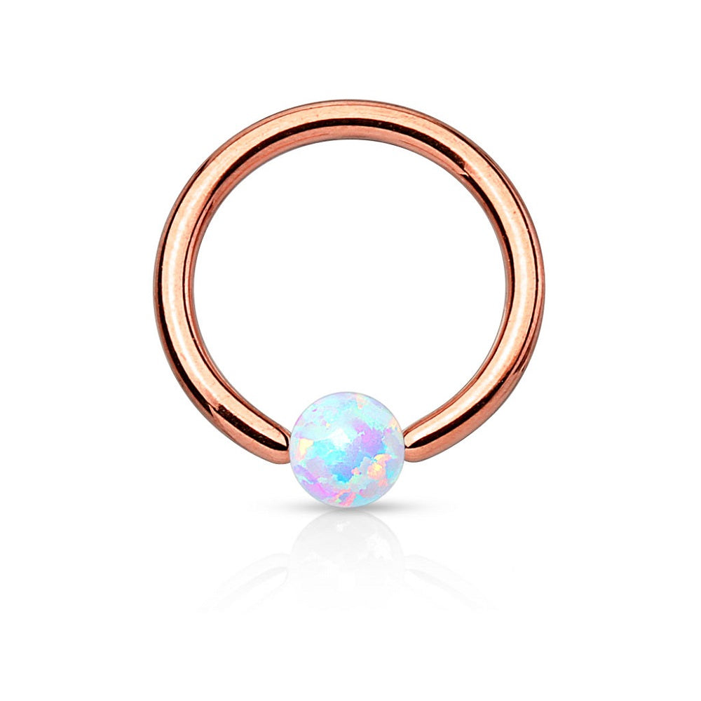 Synthetic Opal Captive Bead Ring - Surgical Steel