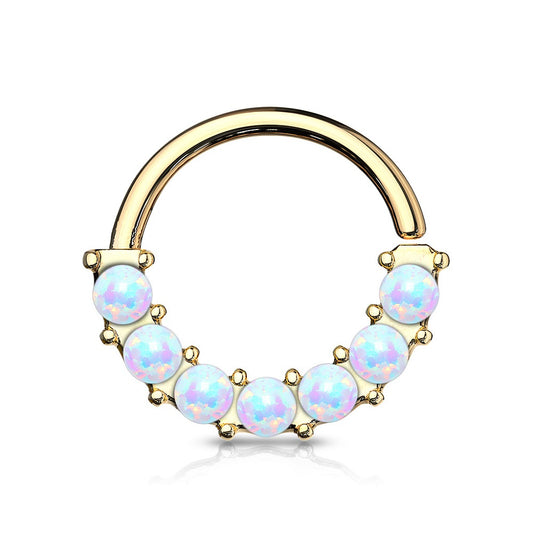 Multi Synthetic Opal Front Facing Bendable Ring - Stainless Steel