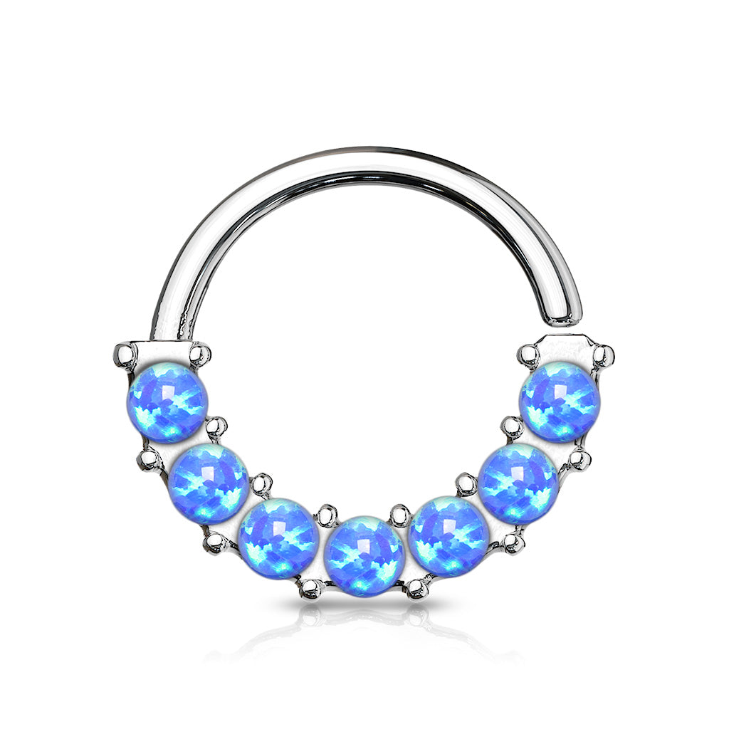 Multi Synthetic Opal Front Facing Bendable Ring - Stainless Steel