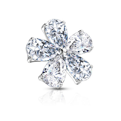 Internally Threaded CZ Crystal Flower Dermal Anchor Top - Stainless Steel