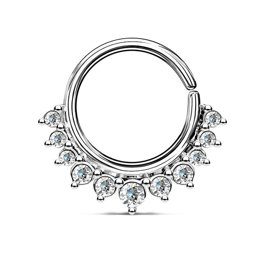 Crystal Paved Half Circle Bendable Hoop Ring - Brass