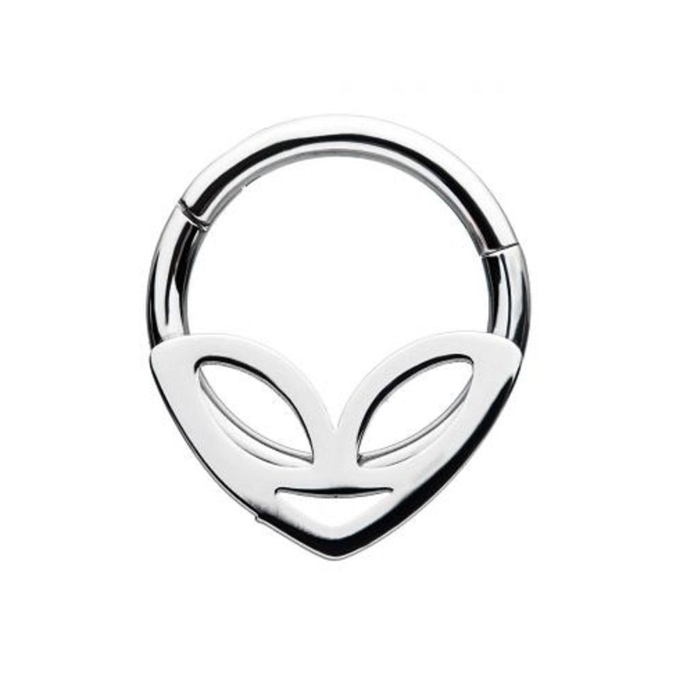 Alien Head Hinged Segment Ring - Stainless Steel