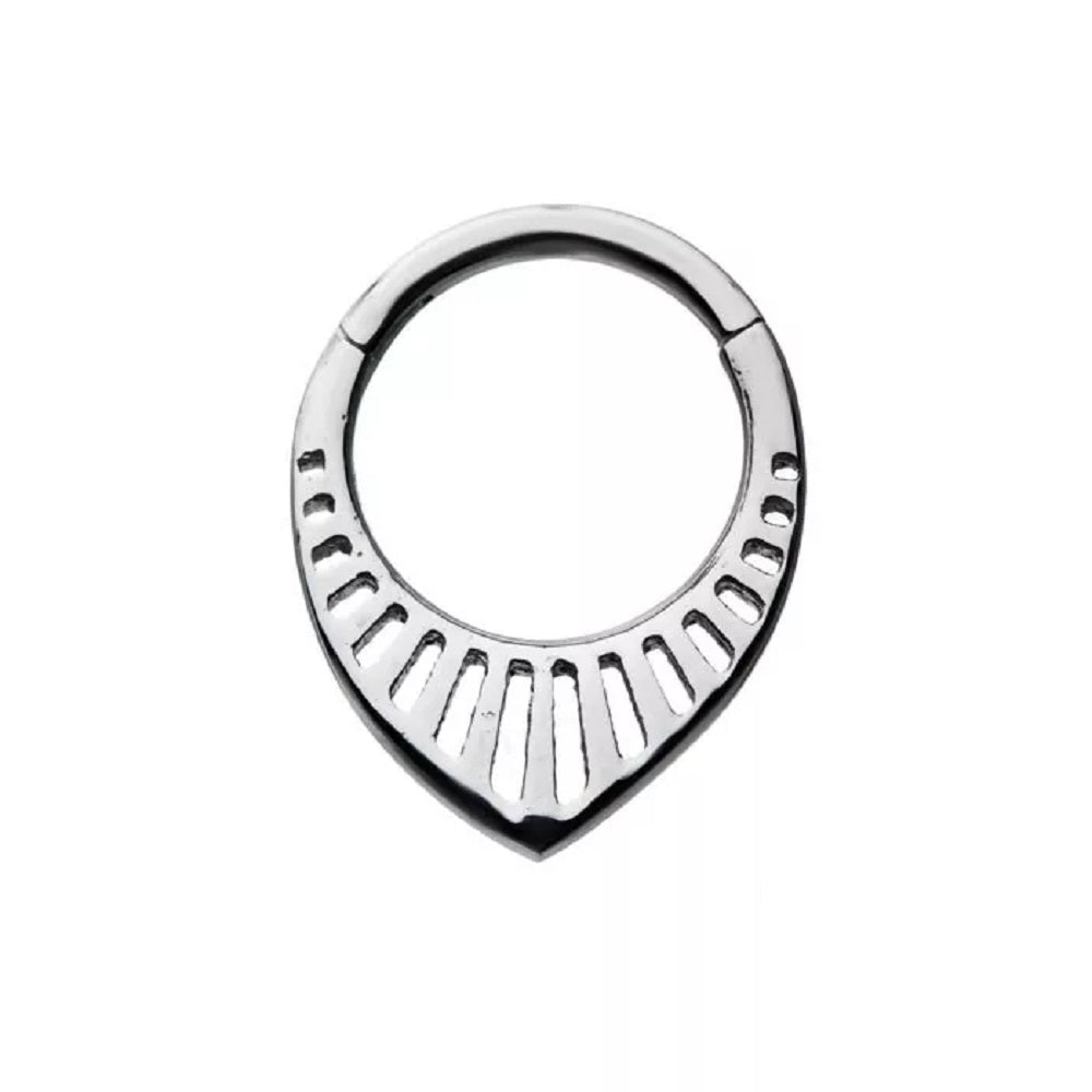 Rounded Teardrop Cut-Out Hinged Segment Ring - Stainless Steel