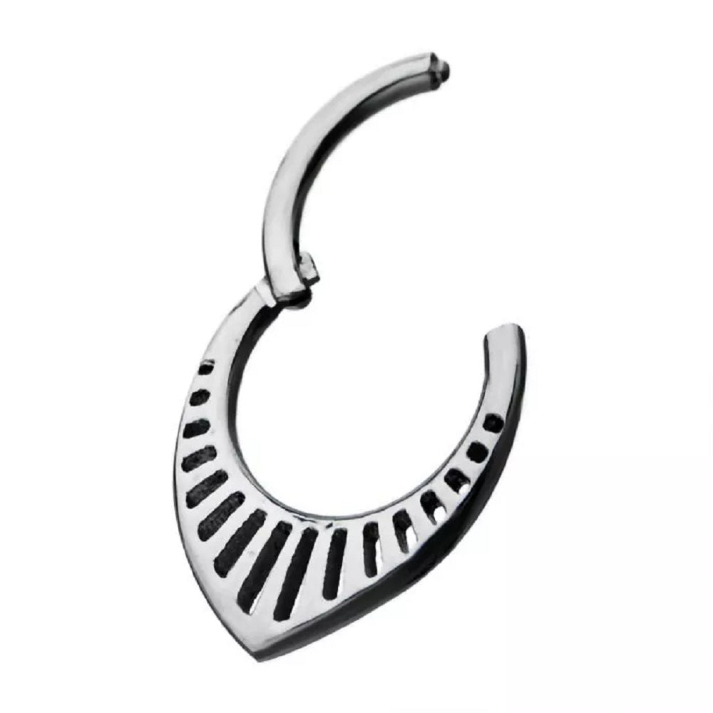 Rounded Teardrop Cut-Out Hinged Segment Ring - Stainless Steel