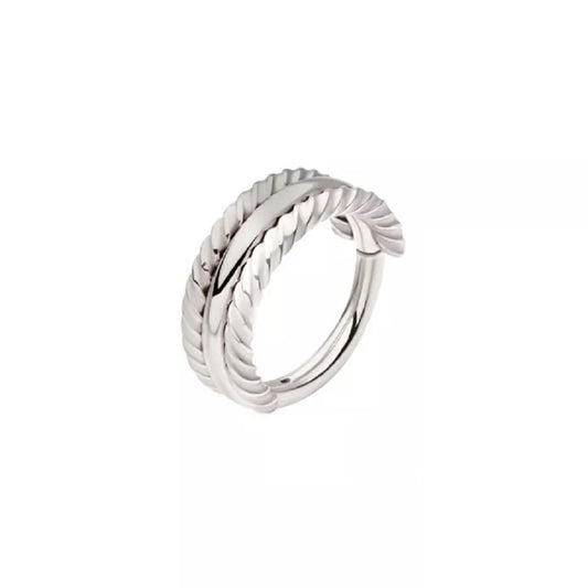 Triple Stack with Twisted Edge Side Facing Hinged Segment Ring - 316L Stainless Steel