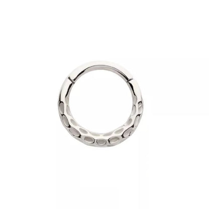 Hammered Pattern Hinged Segment Ring - 316L Stainless Steel