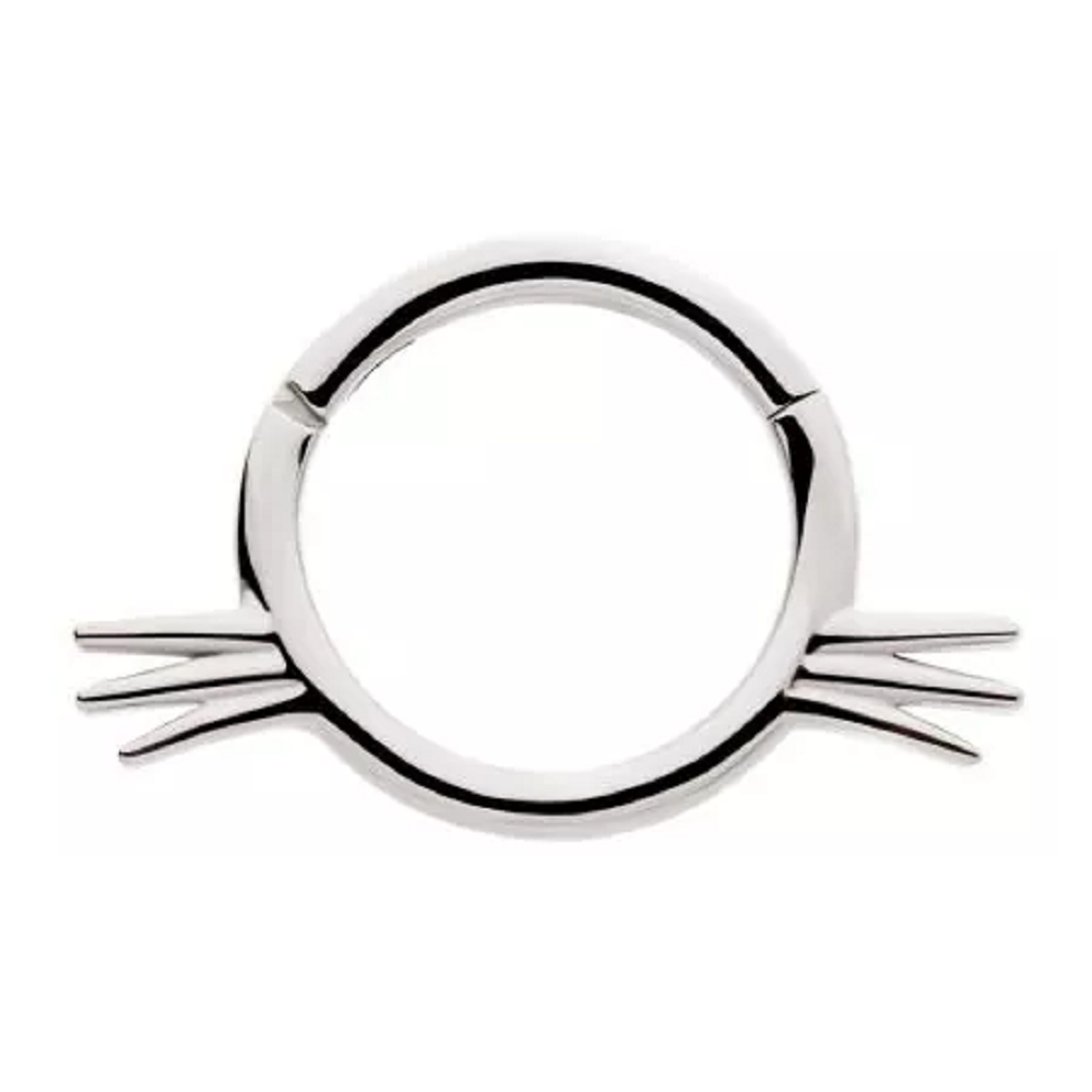 Cat with Whiskers Hinged Segment Ring - 316L Stainless Steel
