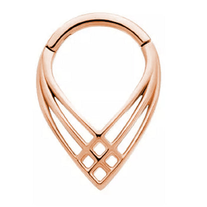 Triple Cross Pattern Weave Teardrop Shaped Hinged Segment Ring - 316L Stainless Steel