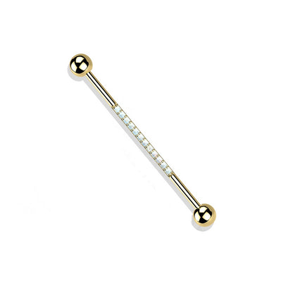 Synthetic Opal Lined Industrial Barbell - G23 Implant Grade Titanium