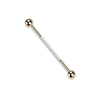 Synthetic Opal Lined Industrial Barbell - G23 Implant Grade Titanium