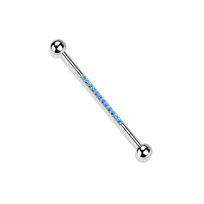 Synthetic Opal Lined Industrial Barbell - G23 Implant Grade Titanium