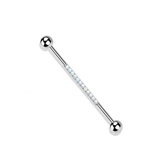 Synthetic Opal Lined Industrial Barbell - G23 Implant Grade Titanium