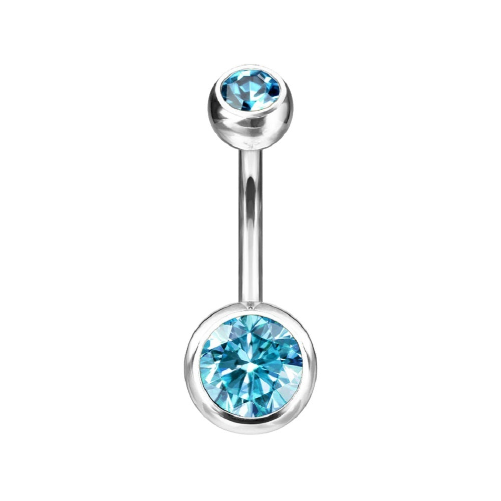 Double Ball Gem Belly Button Ring - G23 Implant Grade Solid Titanium