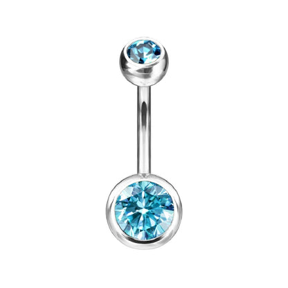 Double Ball Gem Belly Button Ring - G23 Implant Grade Solid Titanium