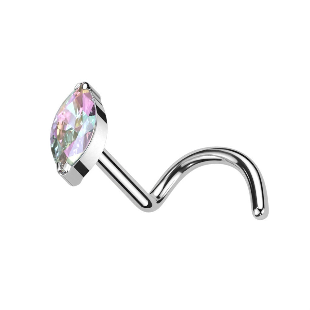 CZ Crystal Marquise Nose Screw - F136 Implant Grade Titanium