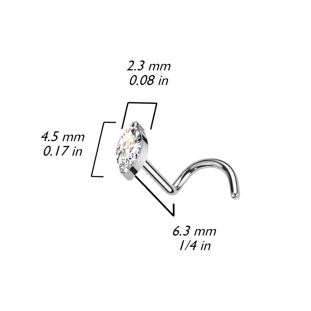 CZ Crystal Marquise Nose Screw - F136 Implant Grade Titanium