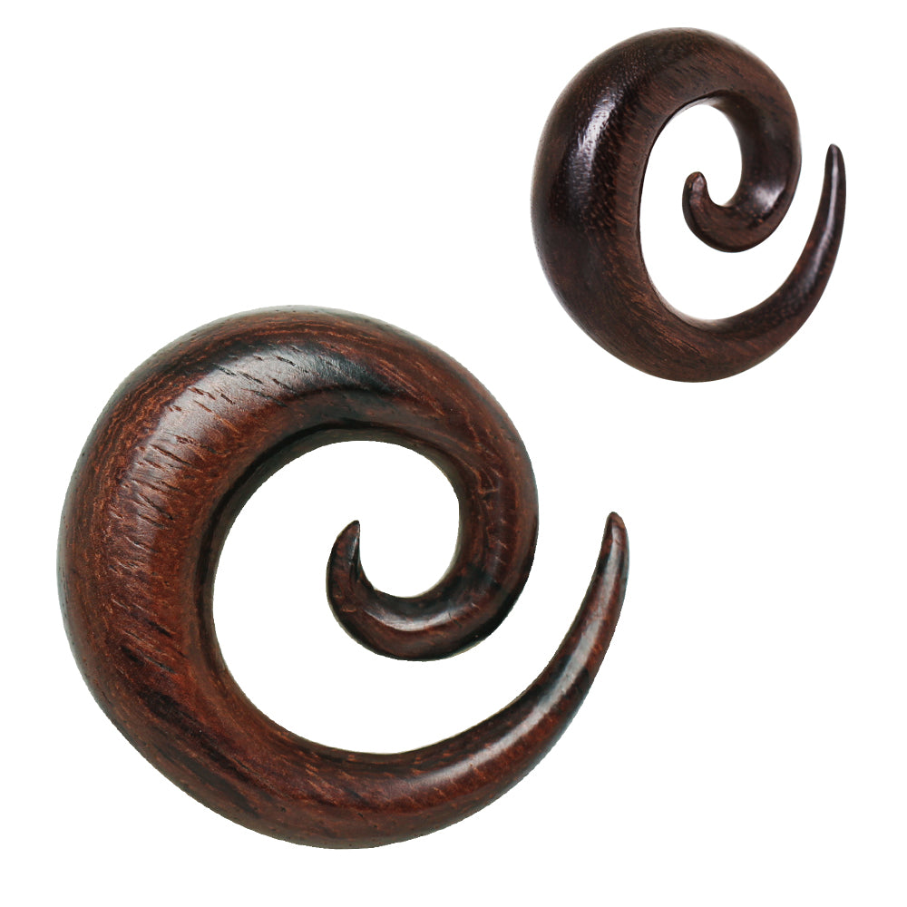 Organic Dark Brown Sono Wood Spiral Taper Plugs