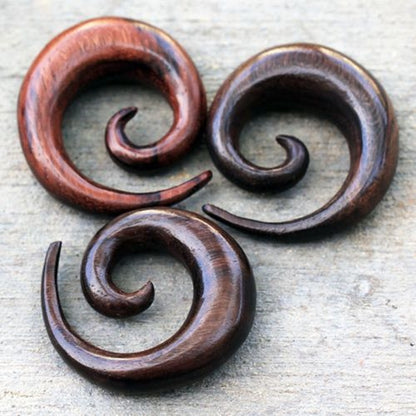 Organic Dark Brown Sono Wood Spiral Taper Plugs